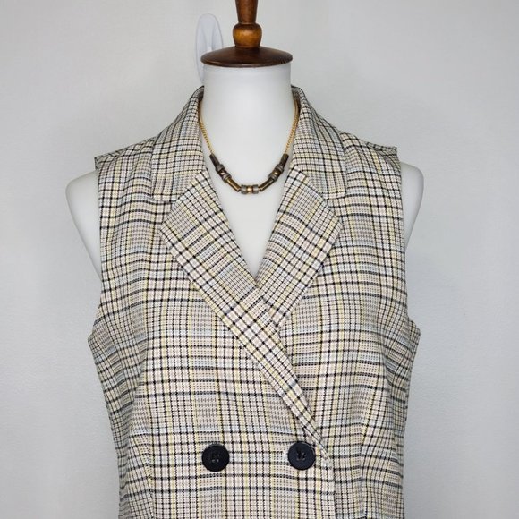 Sanctuary Modern Plaid Lonny Vest Preppy Career Light Academia NEW NWT Size S - Picture 2 of 13